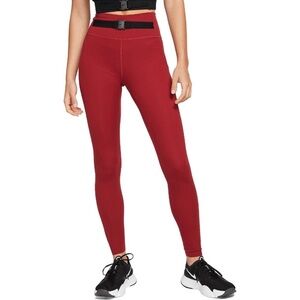NWT Nike Red Athletic Leggings with Black Waistband